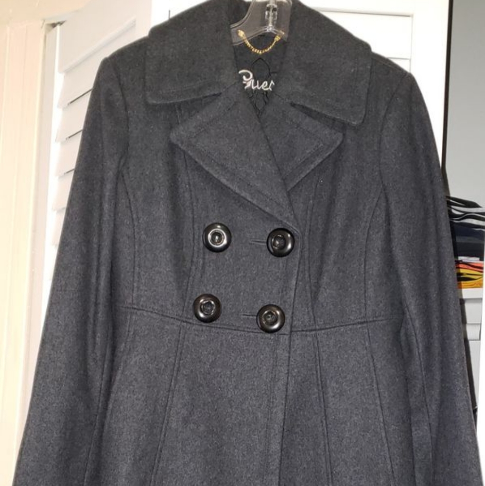 Guess long wool coat sz M